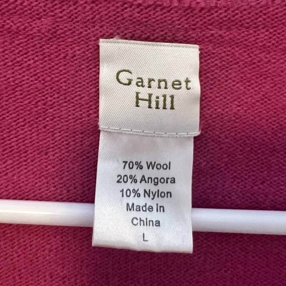 Garnet Hill Women’s Sweater Cardigan Size Large Pink Wool/ Angora Blend Buttons